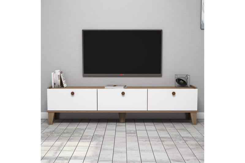 Tv-benk 178 cm - Natur/Hvit - Møbler - Mediamøbel & tv møbel - TV-benk & mediabenk
