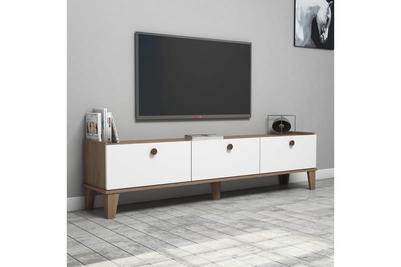 Tv-benk 178 cm - Natur/Hvit - Møbler - Mediamøbel & tv møbel - TV-benk & mediabenk
