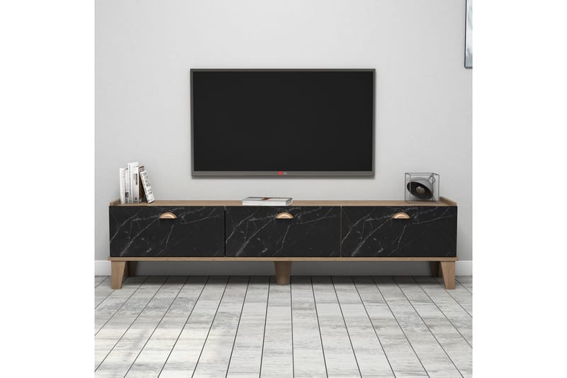 Tv-benk 178 cm - Natur/Svart - Møbler - Mediamøbel & tv møbel - TV-benk & mediabenk