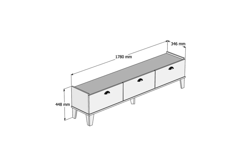 Tv-benk 178 cm - Natur/Svart - Møbler - Mediamøbel & tv møbel - TV-benk & mediabenk