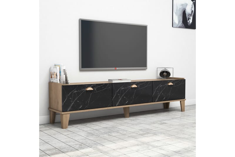 Tv-benk 178 cm - Natur/Svart - Møbler - Mediamøbel & tv møbel - TV-benk & mediabenk