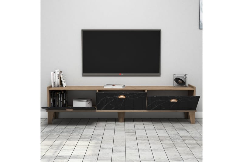 Tv-benk 178 cm - Natur/Svart - Møbler - Mediamøbel & tv møbel - TV-benk & mediabenk
