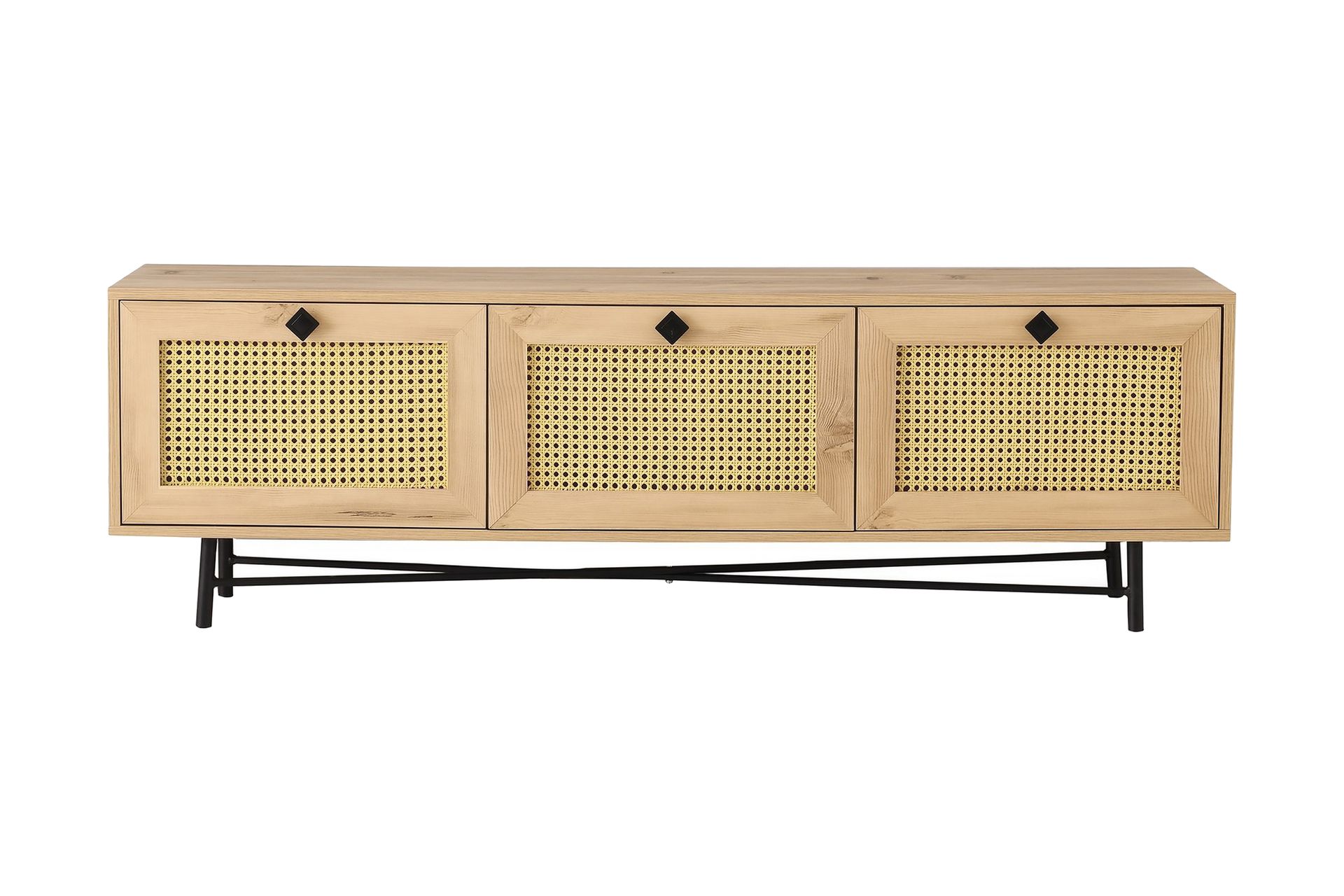 Tv-benk 180 cm - Natur/Svart - Møbler - Mediamøbel & tv møbel - TV-benk & mediabenk