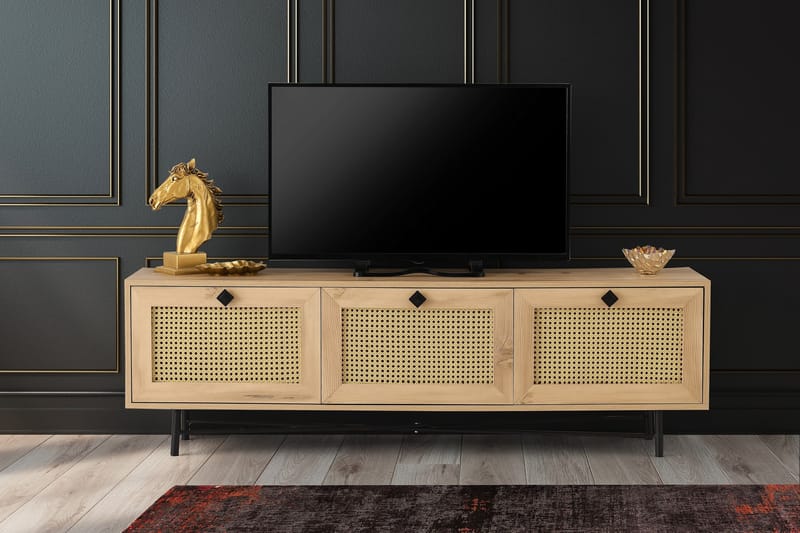 Tv-benk 180 cm - Natur/Svart - Møbler - Mediamøbel & tv møbel - TV-benk & mediabenk