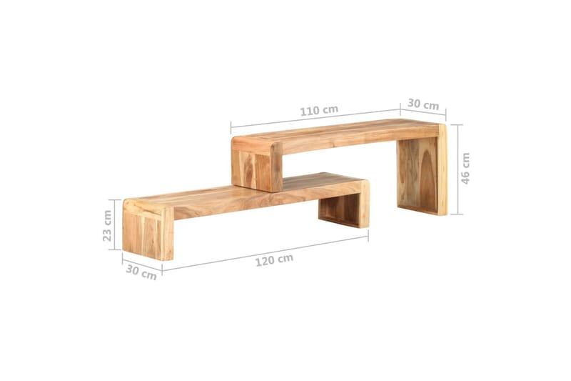 TV-benk 2 deler heltre akasie - Brun - TV-benk & mediabenk