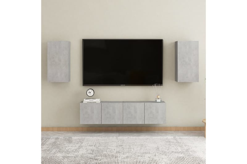 TV-benk 2 stk betonggrå 30,5x30x60 cm sponplate - Grå - Møbler - Mediamøbel & tv møbel - TV-benk & mediabenk