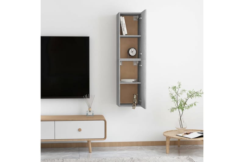 TV-benk 2 stk betonggrå 30,5x30x60 cm sponplate - Grå - Møbler - Mediamøbel & tv møbel - TV-benk & mediabenk