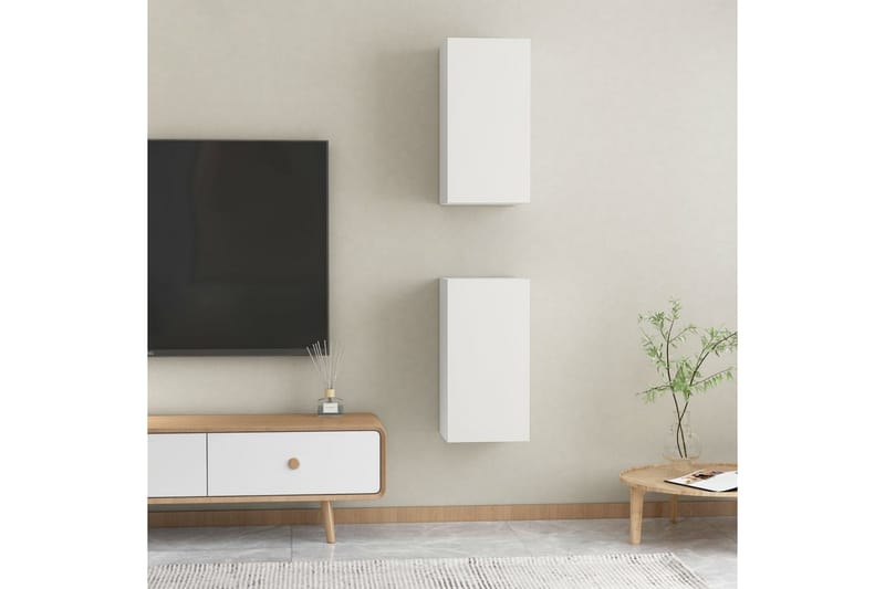 TV-benk 2 stk hvit 30,5x30x60 cm sponplate - Hvit - Møbler - Mediamøbel & tv møbel - TV-benk & mediabenk