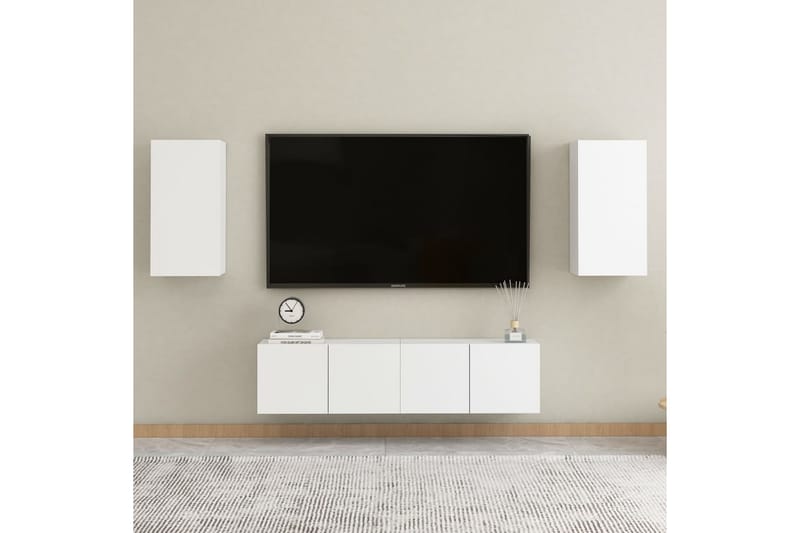 TV-benk 2 stk hvit 30,5x30x60 cm sponplate - Hvit - TV-benk & mediabenk