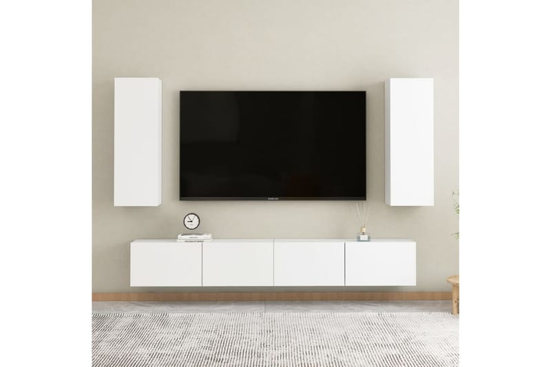 TV-benk 2 stk hvit 30,5x30x90 cm sponplate - Hvit - TV-benk & mediabenk