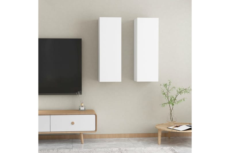 TV-benk 2 stk hvit 30,5x30x90 cm sponplate - Hvit - Møbler - Mediamøbel & tv møbel - TV-benk & mediabenk