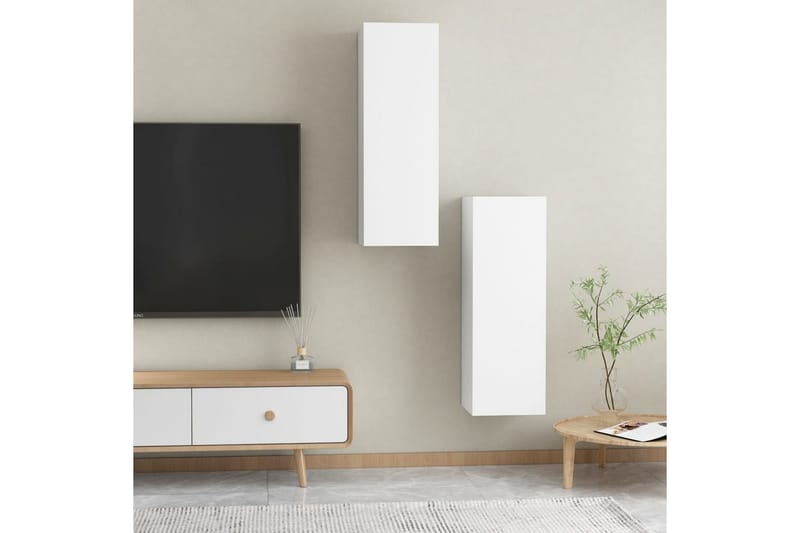 TV-benk 2 stk hvit 30,5x30x90 cm sponplate - Hvit - Møbler - Mediamøbel & tv møbel - TV-benk & mediabenk
