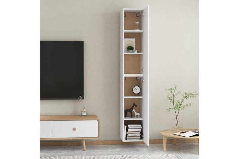 TV-benk 2 stk hvit 30,5x30x90 cm sponplate - Hvit - Møbler - Mediamøbel & tv møbel - TV-benk & mediabenk