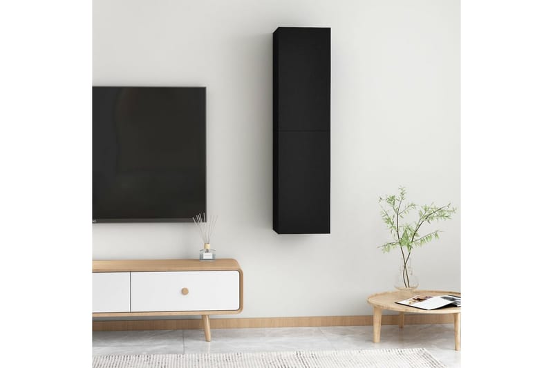 TV-benk 2 stk svart 30,5x30x60 cm sponplate - Svart - TV-benk & mediabenk