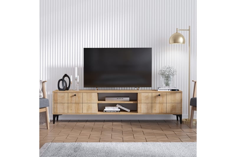 Tv-benk 30x180 cm - Natur/Svart - Møbler - Mediamøbel & tv møbel - TV-benk & mediabenk