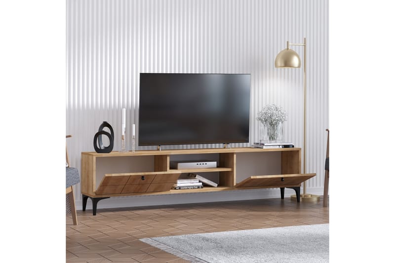 Tv-benk 30x180 cm - Natur/Svart - Møbler - Mediamøbel & tv møbel - TV-benk & mediabenk