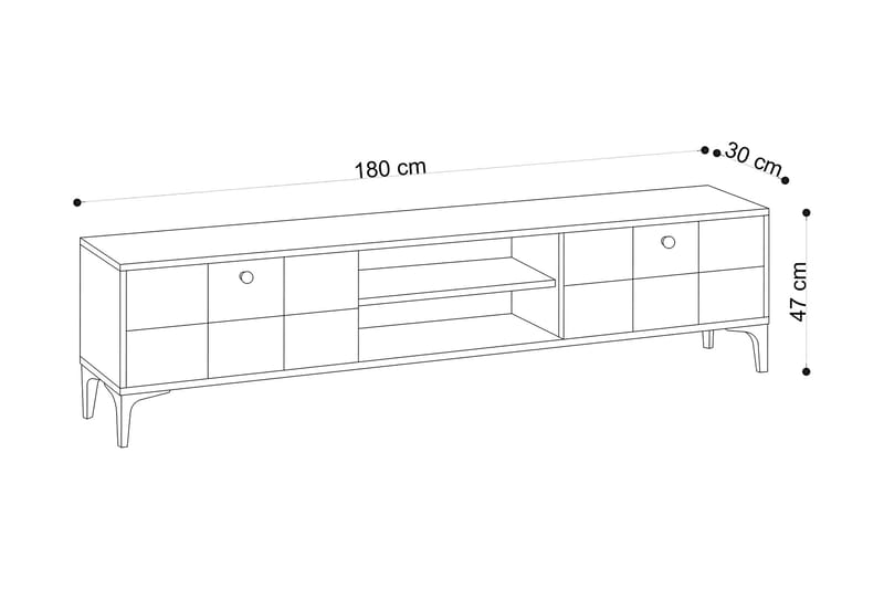 Tv-benk 30x180 cm - Natur/Svart - Møbler - Mediamøbel & tv møbel - TV-benk & mediabenk