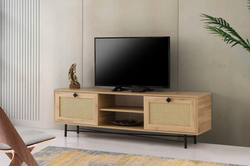 Tv-benk 40x180 cm - Natur/Svart - Møbler - Mediamøbel & tv møbel - TV-benk & mediabenk
