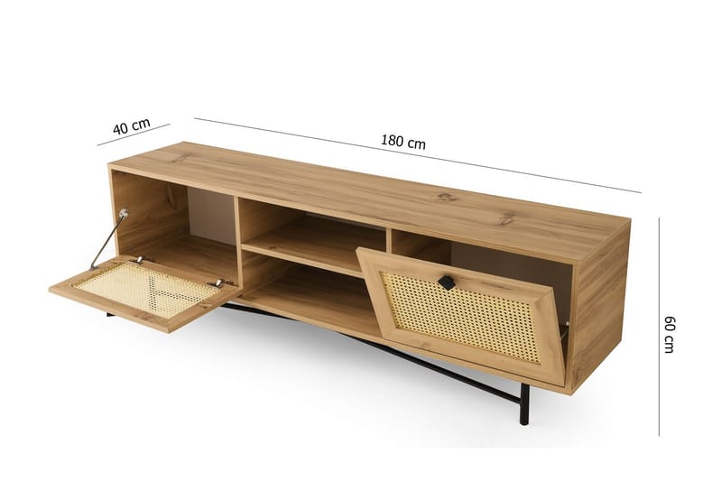 Tv-benk 40x180 cm - Natur/Svart - Møbler - Mediamøbel & tv møbel - TV-benk & mediabenk