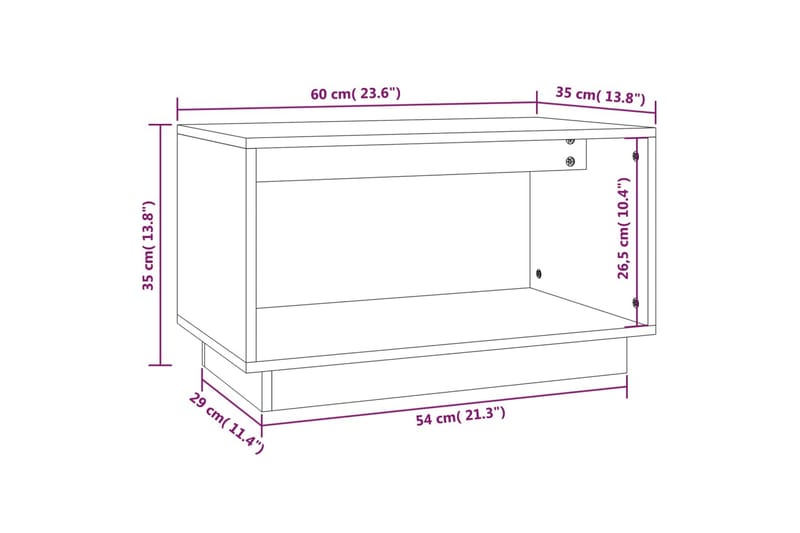 TV-benk 60x35x35 cm heltre furu - Brun - TV-benk & mediabenk