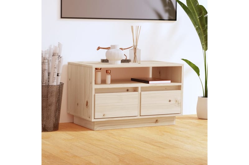 TV-benk 60x35x37 cm heltre furu - Brun - TV-benk & mediabenk