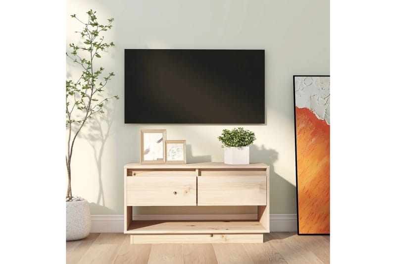 TV-benk 74x34x40 cm heltre furu - Brun - Møbler - Mediamøbel & tv møbel - TV-benk & mediabenk