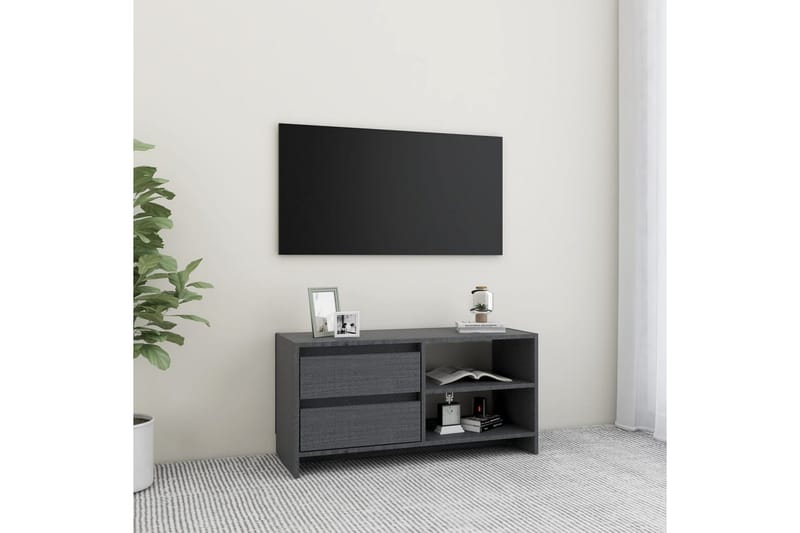 TV-benk 80x31x39 cm heltre furu grå - Grå - Møbler - Mediamøbel & tv møbel - TV-benk & mediabenk