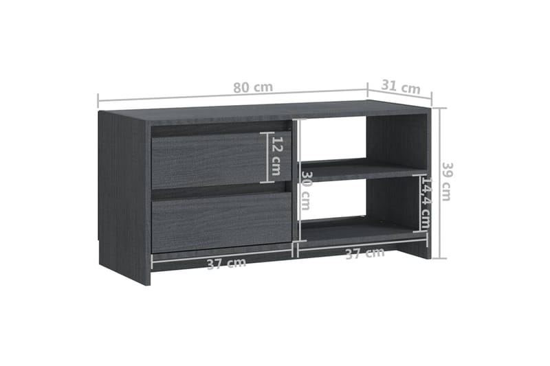 TV-benk 80x31x39 cm heltre furu grå - Grå - Møbler - Mediamøbel & tv møbel - TV-benk & mediabenk