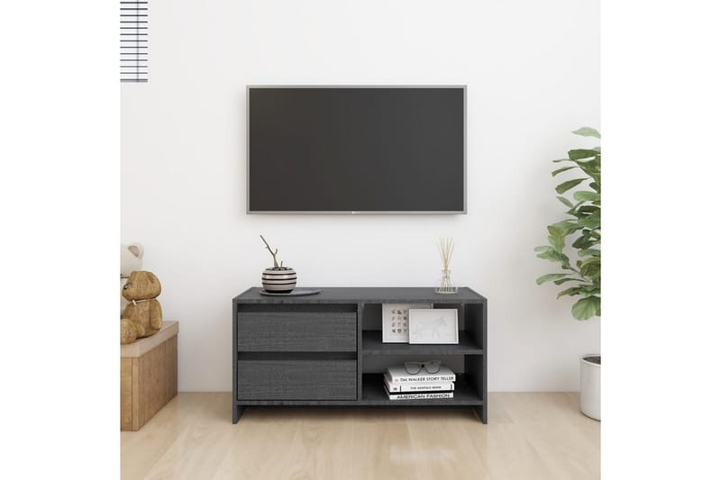 TV-benk 80x31x39 cm heltre furu grå - Grå - Møbler - Mediamøbel & tv møbel - TV-benk & mediabenk
