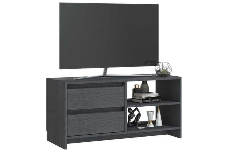 TV-benk 80x31x39 cm heltre furu grå - Grå - TV-benk & mediabenk