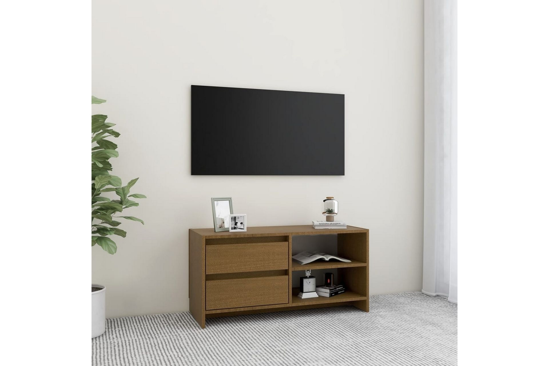 TV-benk 80x31x39 cm heltre furu honningbrun - Brun - Møbler - Mediamøbel & tv møbel - TV-benk & mediabenk
