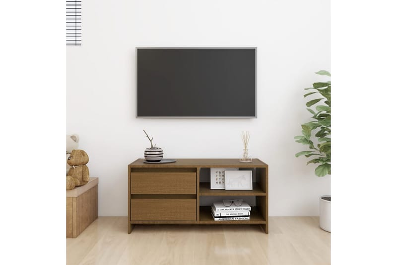 TV-benk 80x31x39 cm heltre furu honningbrun - Brun - Møbler - Mediamøbel & tv møbel - TV-benk & mediabenk