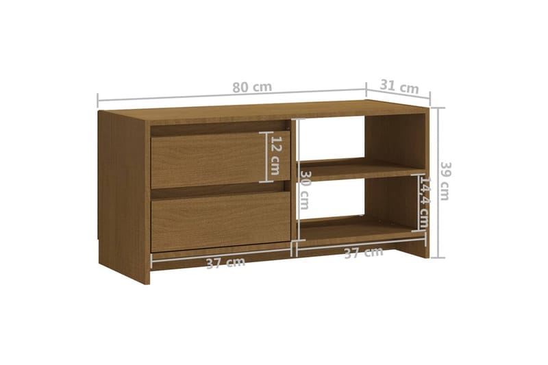 TV-benk 80x31x39 cm heltre furu honningbrun - Brun - TV-benk & mediabenk