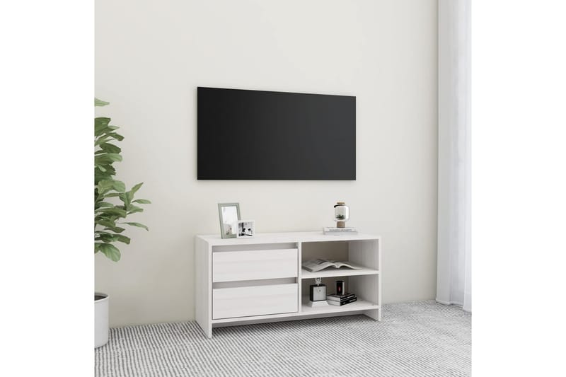 TV-benk 80x31x39 cm heltre furu hvit - Hvit - Møbler - Mediamøbel & tv møbel - TV-benk & mediabenk