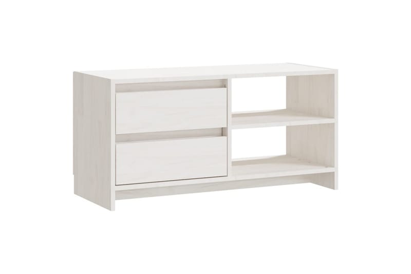 TV-benk 80x31x39 cm heltre furu hvit - Hvit - Møbler - Mediamøbel & tv møbel - TV-benk & mediabenk