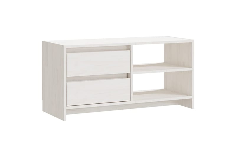 TV-benk 80x31x39 cm heltre furu hvit - Hvit - TV-benk & mediabenk