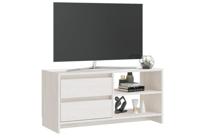 TV-benk 80x31x39 cm heltre furu hvit - Hvit - Møbler - Mediamøbel & tv møbel - TV-benk & mediabenk