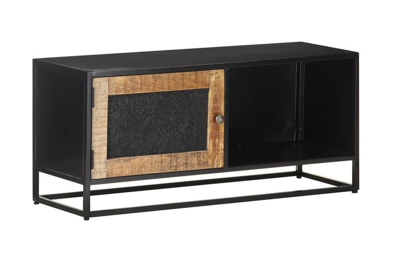 TV-benk 90x30x40 cm grov heltre mango - Svart - Møbler - Mediamøbel & tv møbel - TV-benk & mediabenk