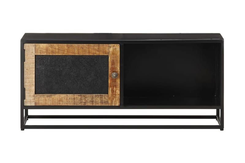 TV-benk 90x30x40 cm grov heltre mango - Svart - Møbler - Mediamøbel & tv møbel - TV-benk & mediabenk