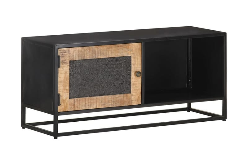 TV-benk 90x30x40 cm grov heltre mango - Svart - TV-benk & mediabenk