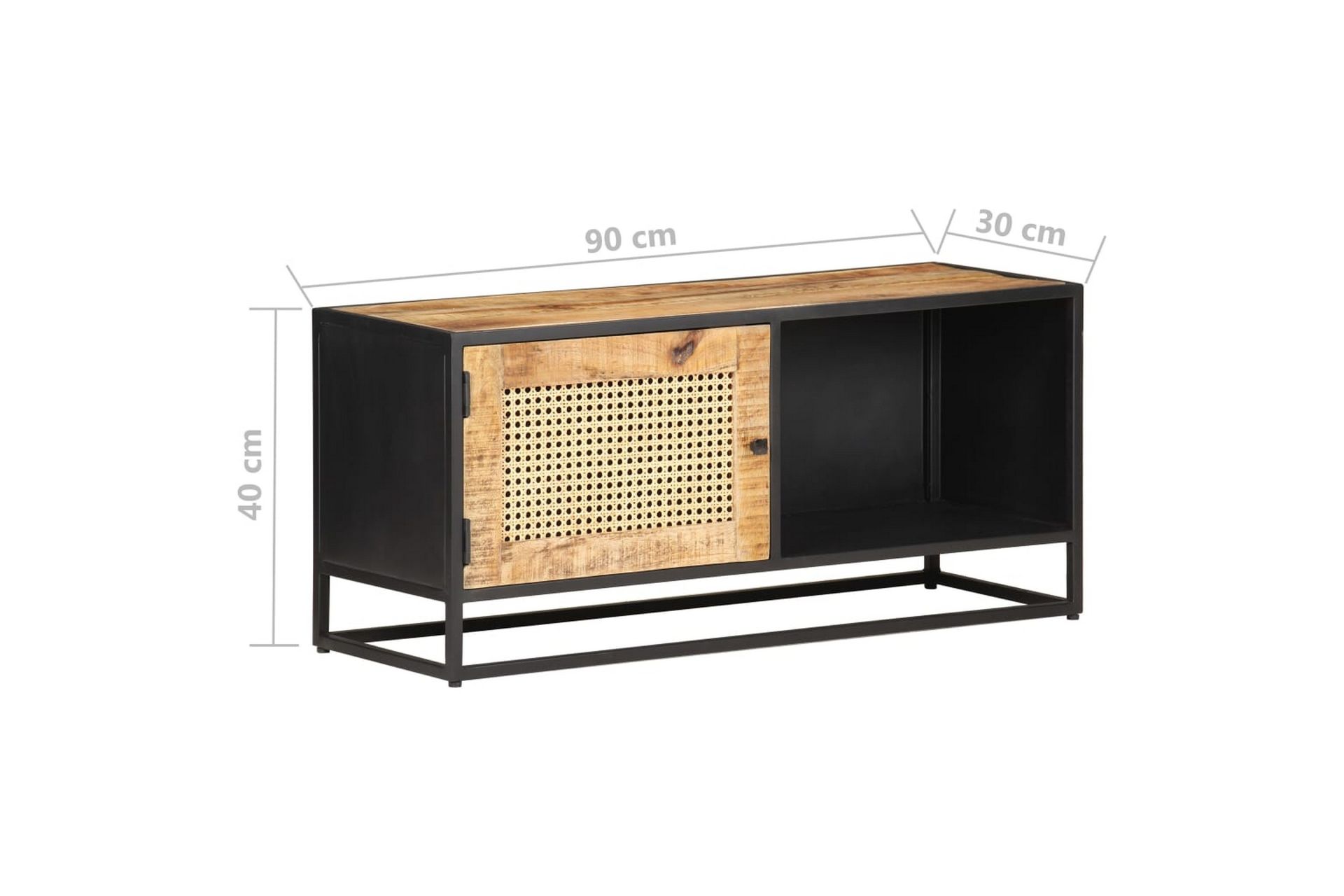 TV-benk 90x30x40 cm grovt mangotre med naturlig stokk - Brun - Møbler - Mediamøbel & tv møbel - TV-benk & mediabenk