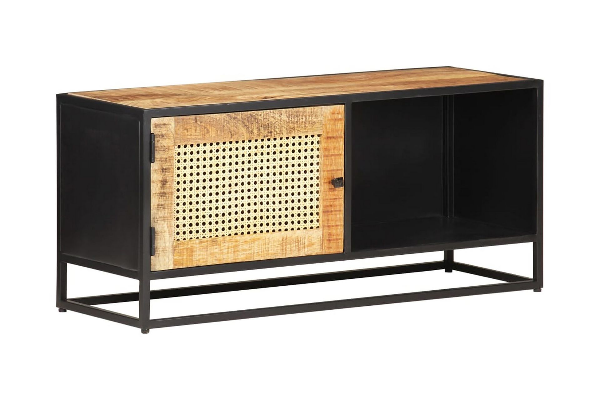 TV-benk 90x30x40 cm grovt mangotre med naturlig stokk - Brun - Møbler - Mediamøbel & tv møbel - TV-benk & mediabenk