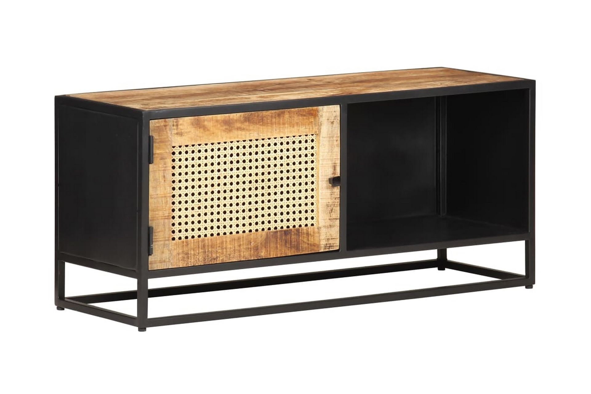 TV-benk 90x30x40 cm grovt mangotre med naturlig stokk - Brun - Møbler - Mediamøbel & tv møbel - TV-benk & mediabenk