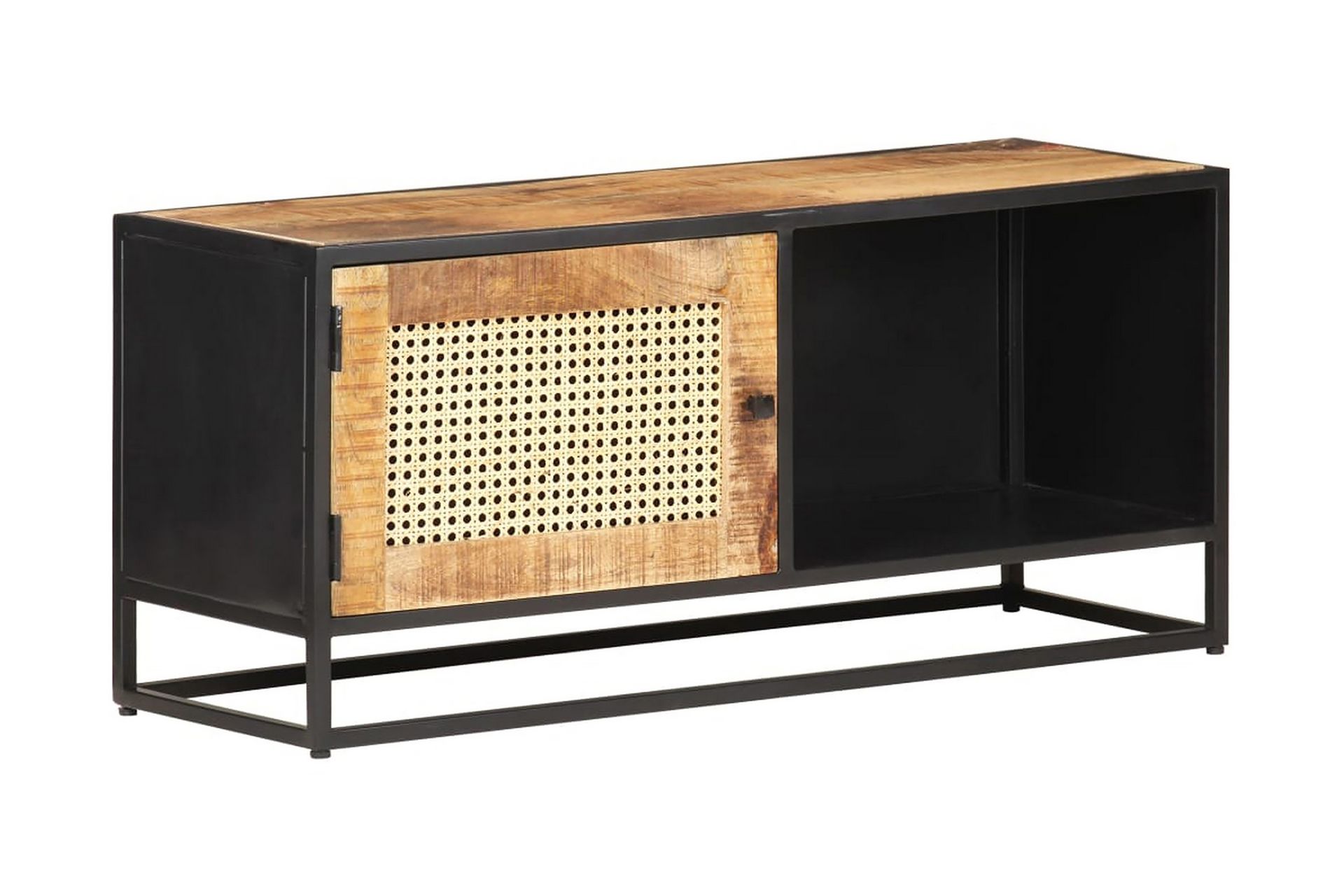 TV-benk 90x30x40 cm grovt mangotre med naturlig stokk - Brun - Møbler - Mediamøbel & tv møbel - TV-benk & mediabenk