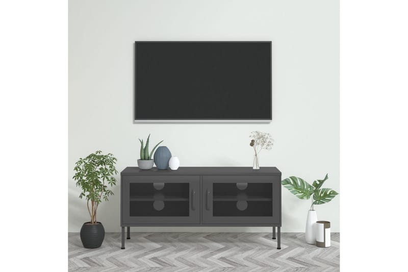 TV-benk antrasitt 105x35x50 cm stål - Antrasittgrå - TV-benk & mediabenk
