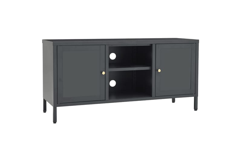 TV-benk antrasitt 105x35x52 cm stål og glass - Antrasittgrå - Møbler - Mediamøbel & tv møbel - TV-benk & mediabenk