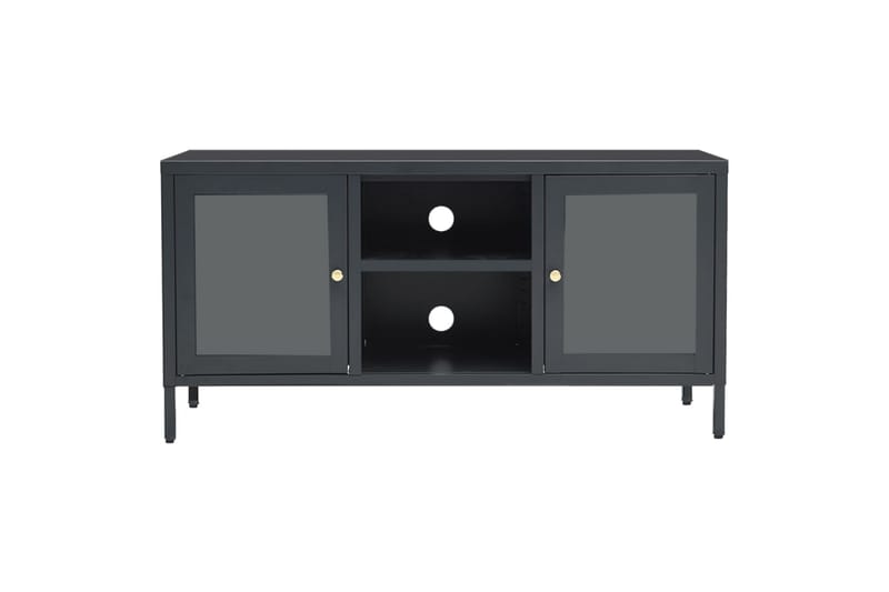 TV-benk antrasitt 105x35x52 cm stål og glass - Antrasittgrå - Møbler - Mediamøbel & tv møbel - TV-benk & mediabenk