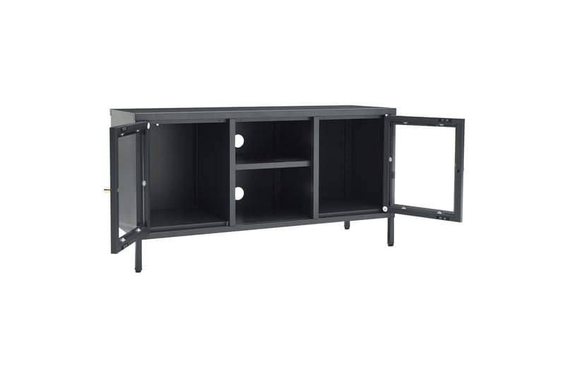 TV-benk antrasitt 105x35x52 cm stål og glass - Antrasittgrå - Møbler - Mediamøbel & tv møbel - TV-benk & mediabenk