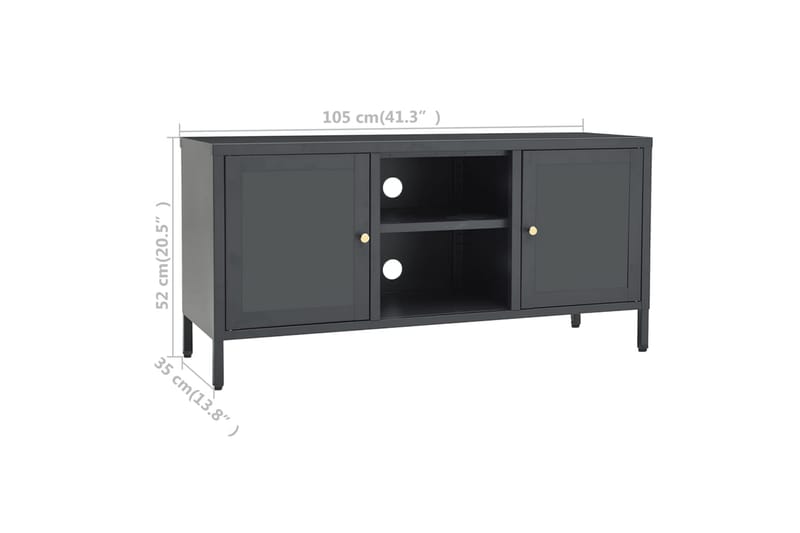 TV-benk antrasitt 105x35x52 cm stål og glass - Antrasittgrå - Møbler - Mediamøbel & tv møbel - TV-benk & mediabenk