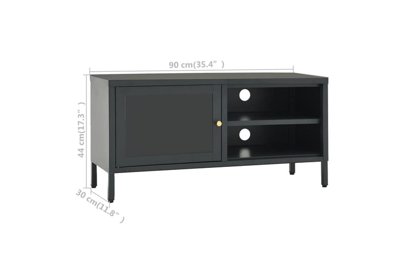 TV-benk antrasitt 90x30x44 cm stål og glass - Antrasittgrå - Møbler - Mediamøbel & tv møbel - TV-benk & mediabenk
